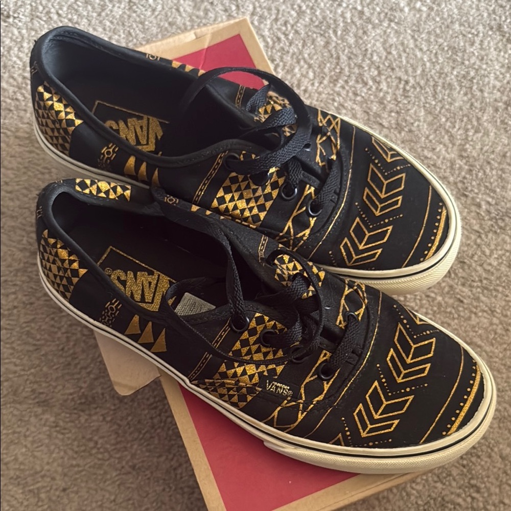 Vans Black and Gold Geometric Sneakers